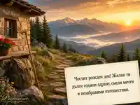 Планински изгрев и пожелание за здраве, смели мечти и незабравими пътешествия