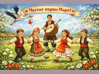 Деца играят хоро на първи март