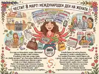 8 март: Супержена управлява дома, офиса и семейството с усмивка.