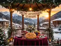 Честит Антоновден! Празнична трапеза в зимна планинска приказка.