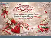 Изящна картичка "Честита Баба Марта"
