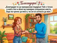 Благодарствена картичка: Жест на признателност и подарък за Иван.