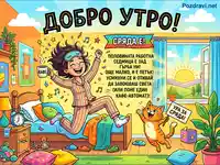 Добро утро, Сряда! Весела жена, котка и кафе – мотивация за средата на седмицата.