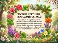 Модерна картичка за Цветница за мъже с имена на цветя