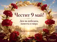 Честит 9 май с червени карамфили, златни листа и послание за победата, паметта и мира
