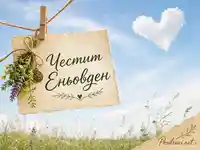 Еньовденска картичка с билки, небе и ясно пожелание