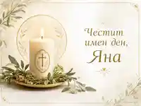 Еньовденска картичка с бяла свещ, билки и поздрав за Яна