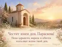 Нежна православна картичка за имен ден на Параскева с летен параклис