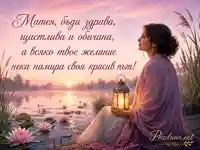 Нежна картичка за Матия с пожелание край езеро на изгрев