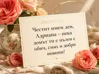 Имен ден за Адриана с дамаски рози и златен ореол