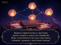 Нощна картичка с четири светещи фенера за Световния ден на приятелството