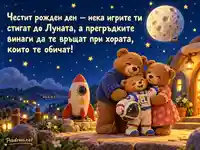 Детски рожден ден с мече астронавт, ракета и топла семейна прегръдка